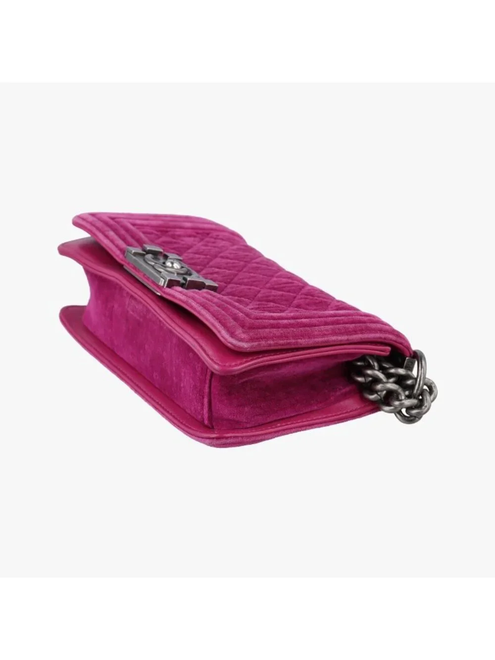 Chanel Boy Rose Red Velour Shoulder